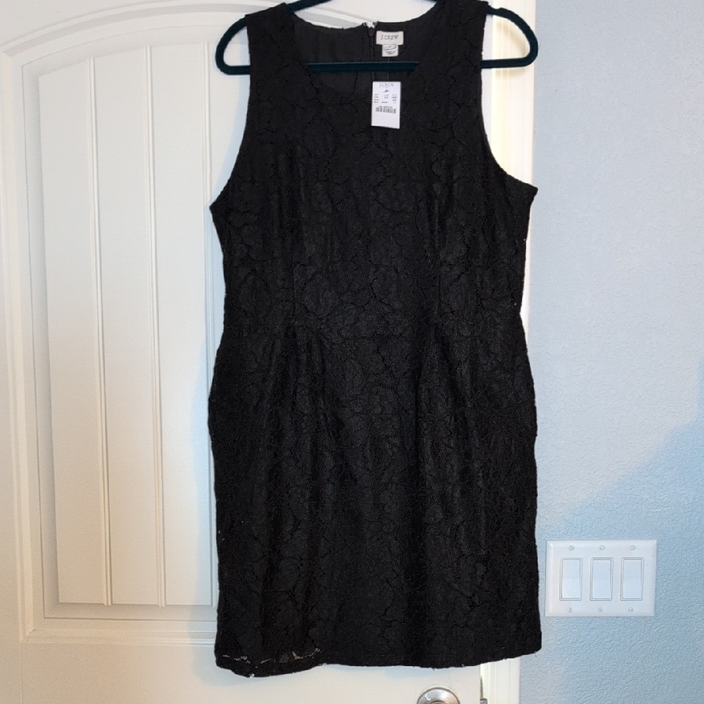 J. Crew Black Lace Mini Dress With Pockets